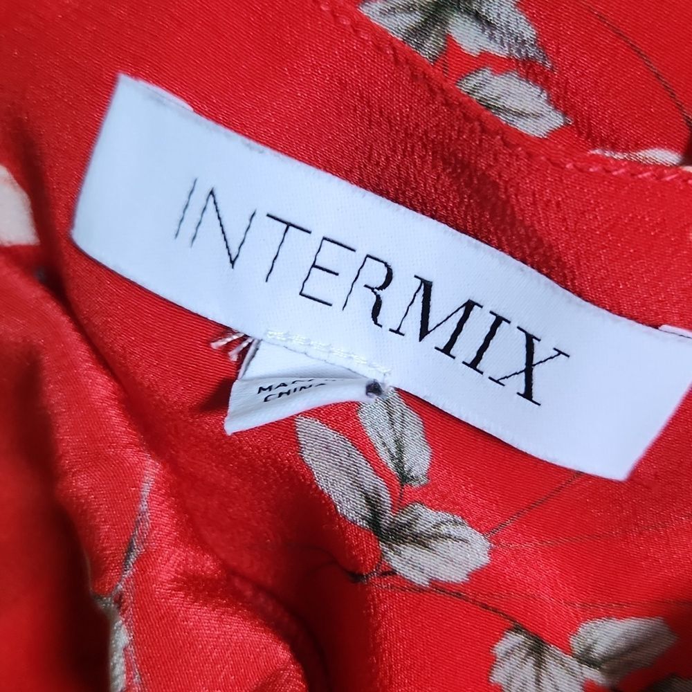 NWOT INTERMIX Cleo Red floral silk mini dress - Picture 8 of 9